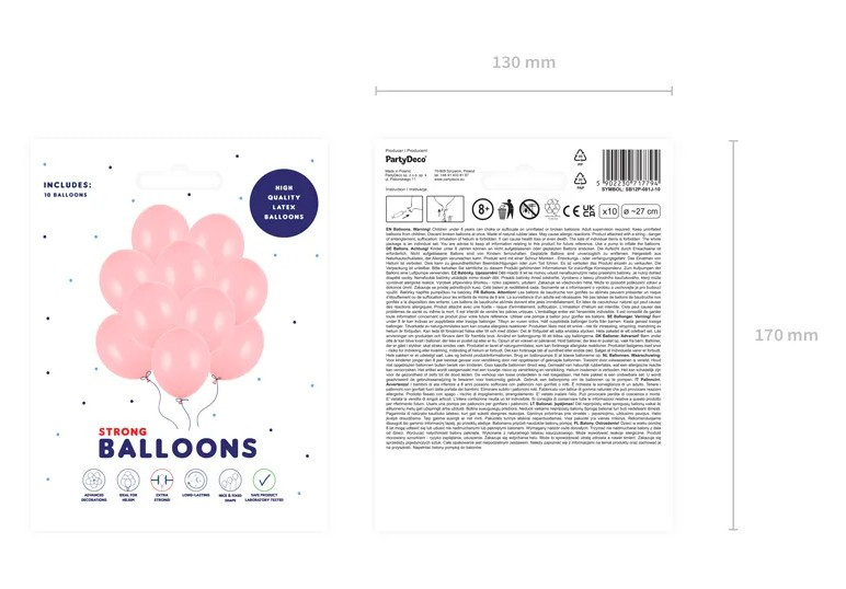 Balony Strong 27cm Pastel Baby Pink 10szt SB12P-08J-10 PartyDeco